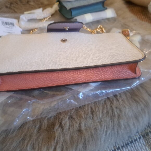 NWT COACH Poppy Crossbody With Card Case In Colorblock C3608 GOLD/CHALK MULTI - Picture 5 of 8